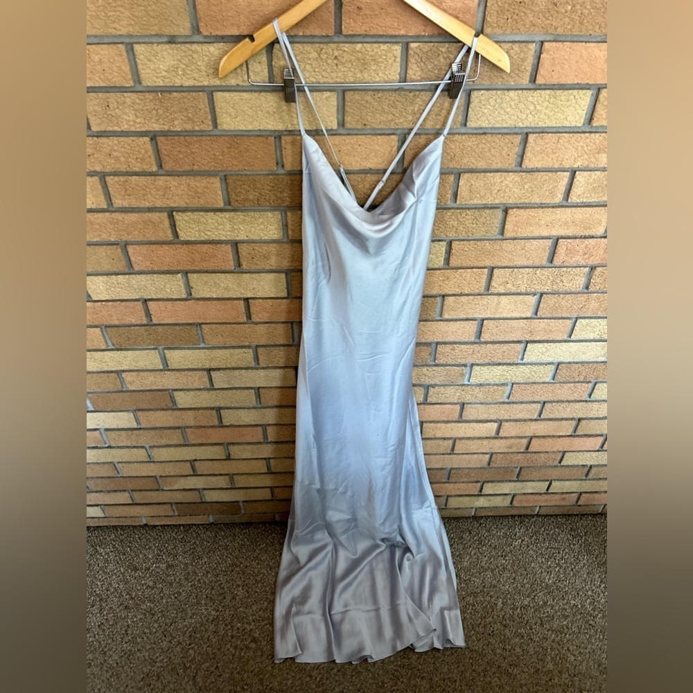 NWT Show Me Your MuMu Tuscany Maxi Slip Dress in Silver Luxe Satin - Size S - Picture 3 of 7